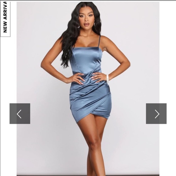 Windsor Dresses & Skirts - Windsor Satin Blue Mini Dress